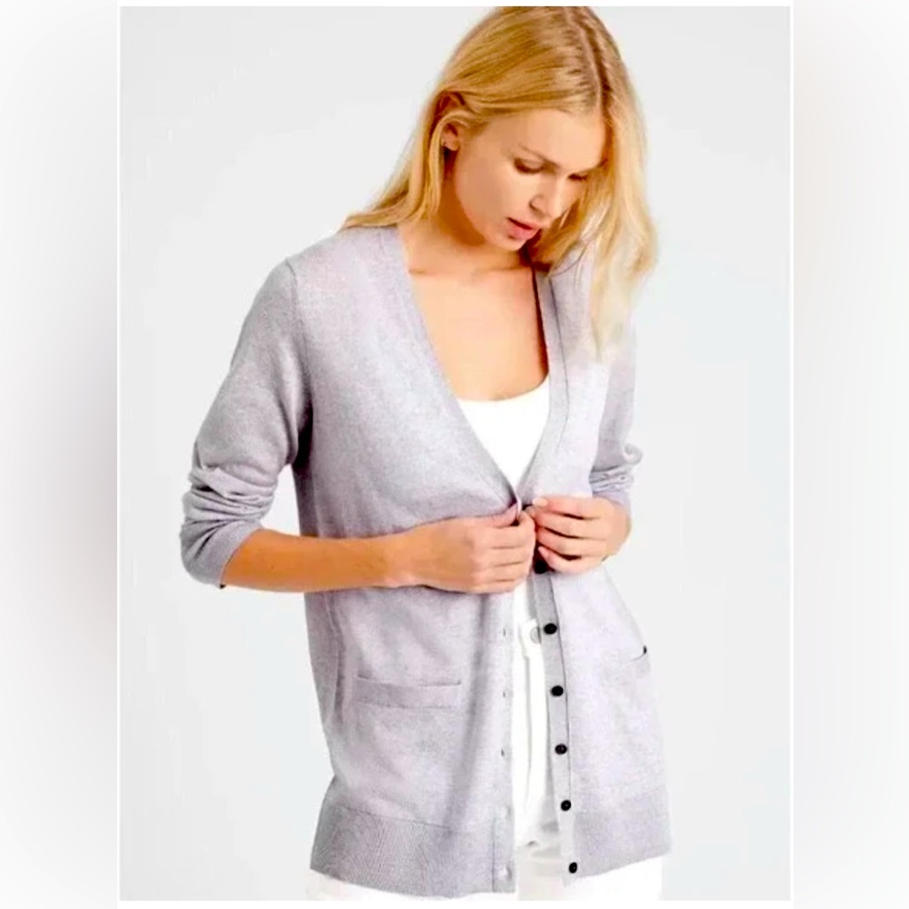 BR Merino Wool Grey Button Pocket Long Cardigan sz XL